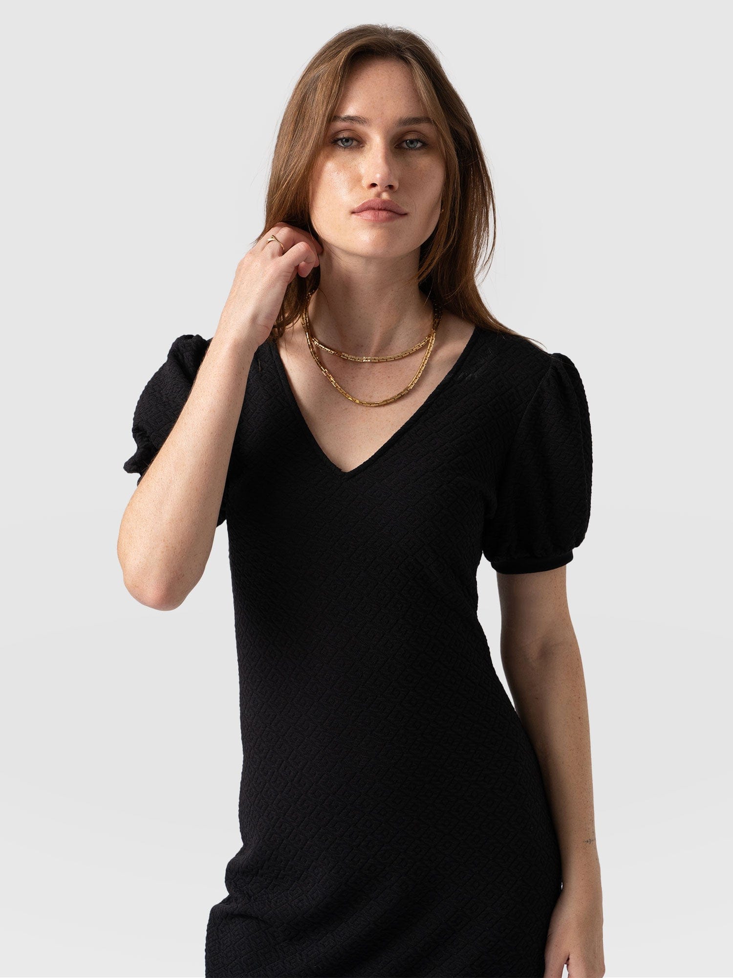 Cavendish Dress Puff Sleeve Black Diamond - Women's Dresses | Saint + Sofia® EU